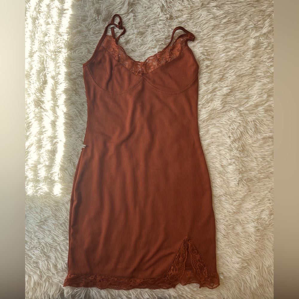 Xsmall ribbed laced mini dress
